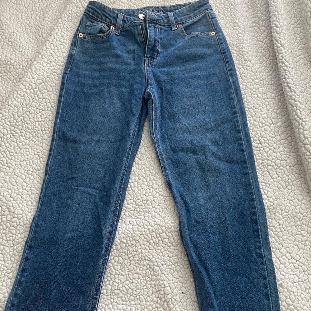 Straight blue jeans